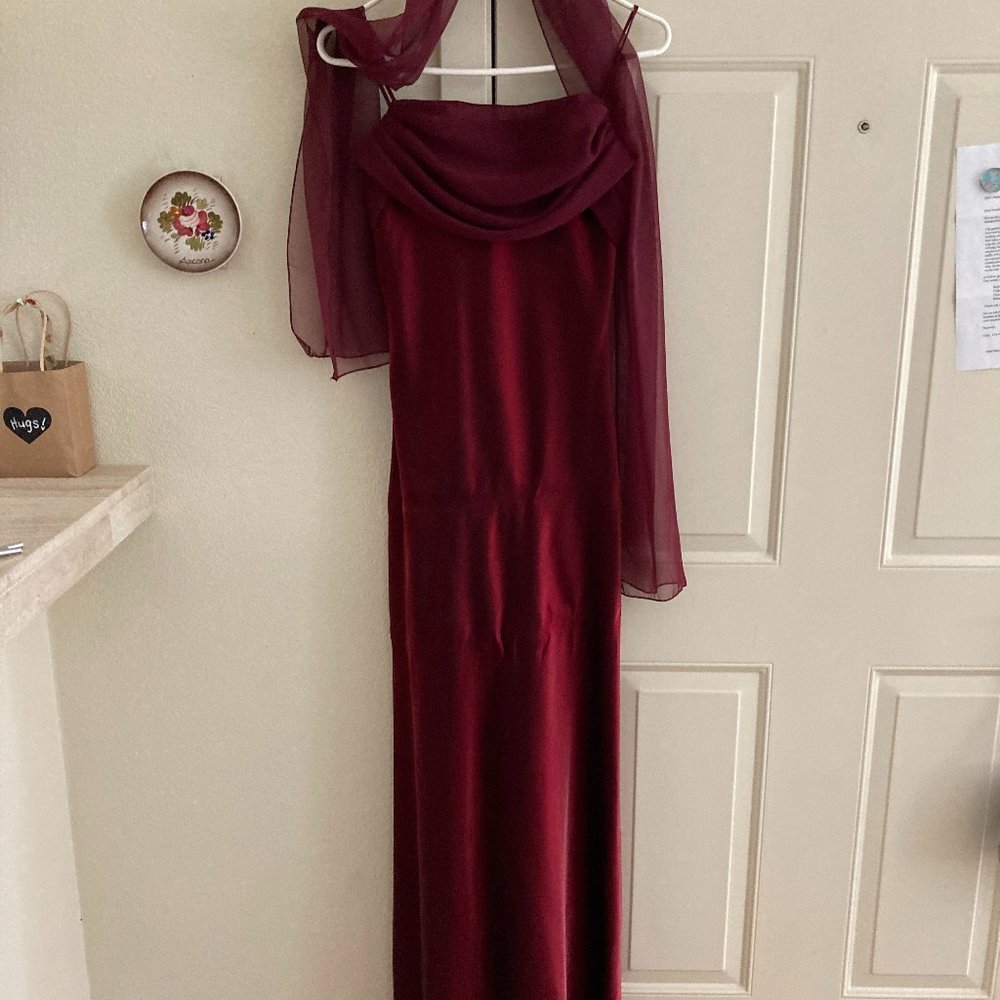 Burgundy Shimmer Bridesmaid/Prom Dress
